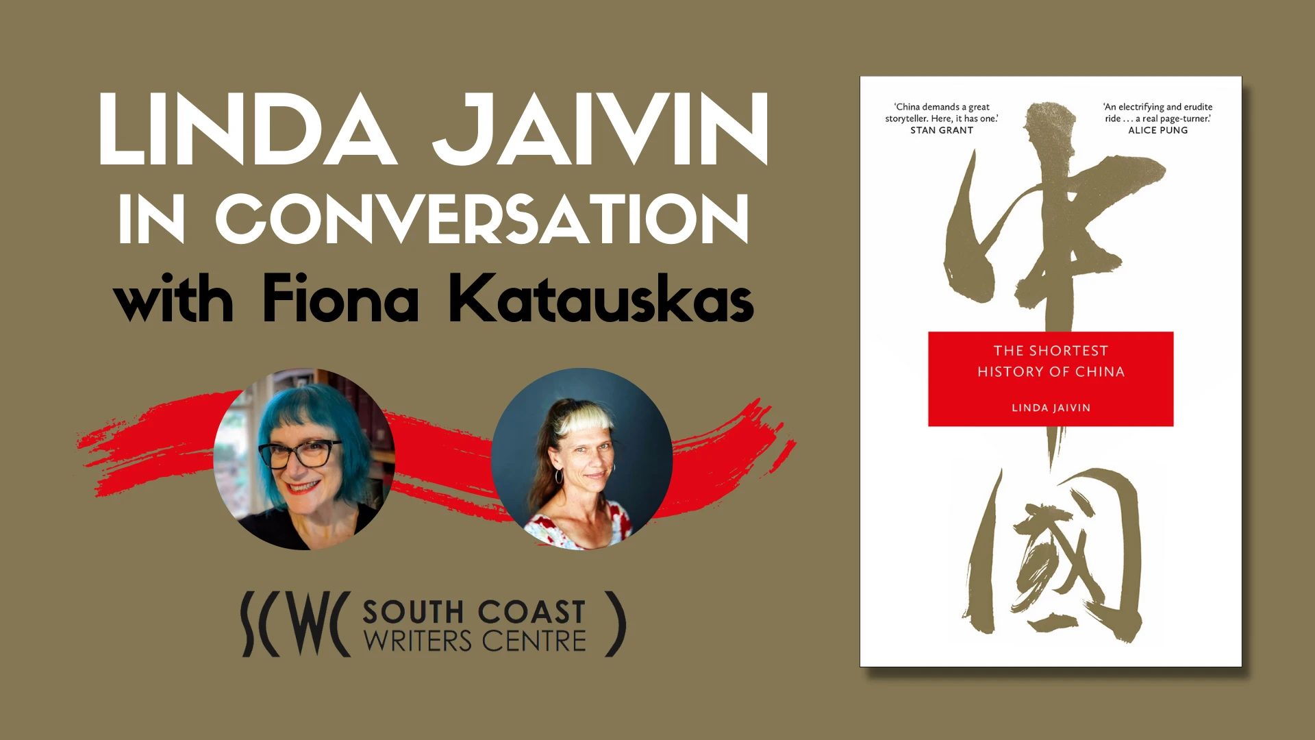 poster from Linda Jaivin in conversation with Fiona Katauskas